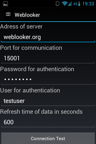 Settings Android client